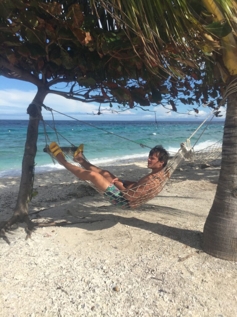 Relaxing on beach at Sumilon island